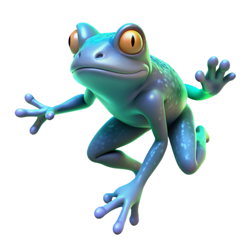 Leaping Amphibian 3D Render of a Cartoon Frog png