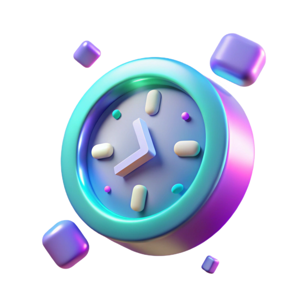 Vibrant 3D Clock Icon Time Management, Schedule, and Productivity png