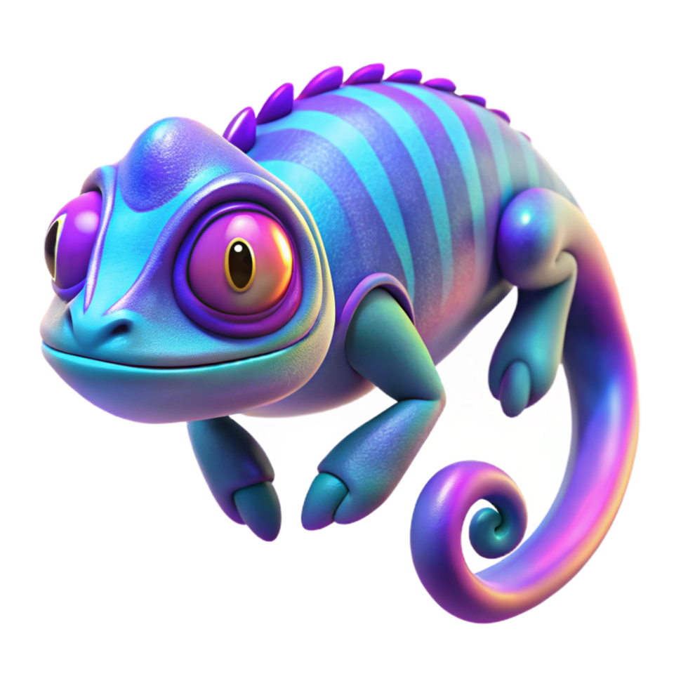 Vibrant Chameleon 3D Render of Colorful Reptile png