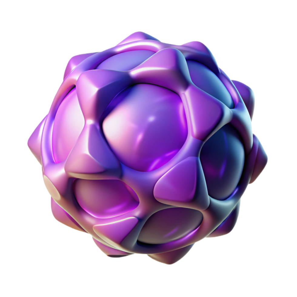 Abstract 3D Purple Sphere with Geometric Facets and Gradient Highlights png