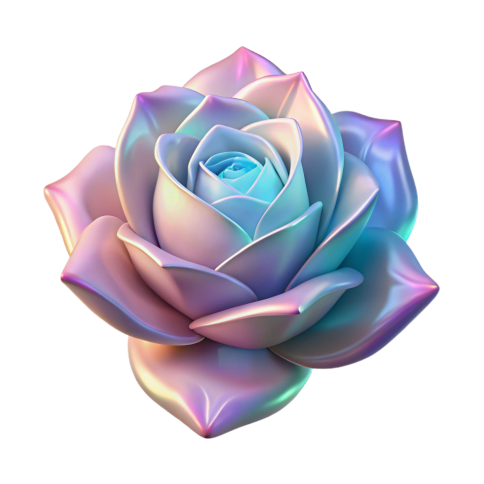 Iridescent Rose A 3D Render of a Pastel, Shimmering Flower png