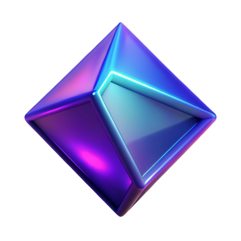 Abstract 3D Render of a Gradient Colored Geometric Shape png