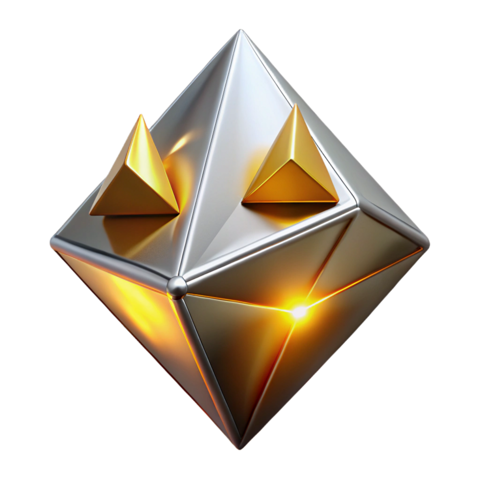 Glowing Metallic Pyramid Structure Abstract 3D Geometric Art png
