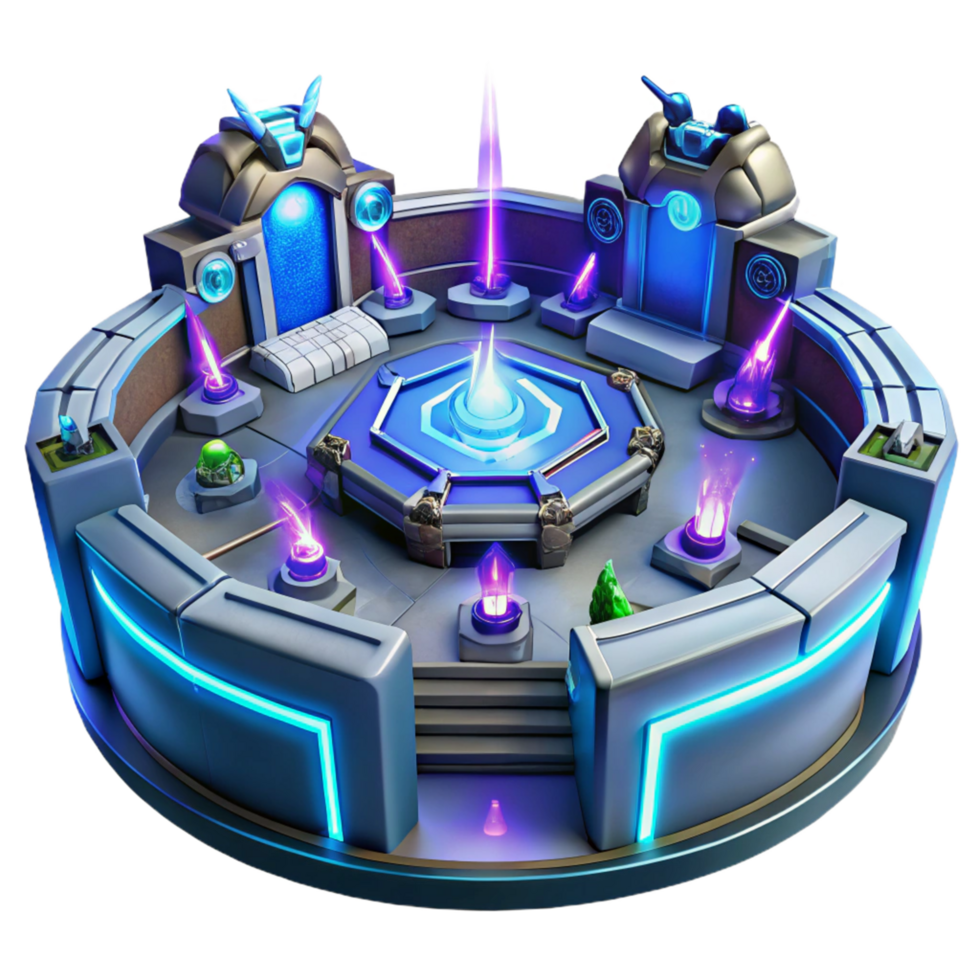 Futuristic Arena Neon Energy Core with Crystalline Structures png