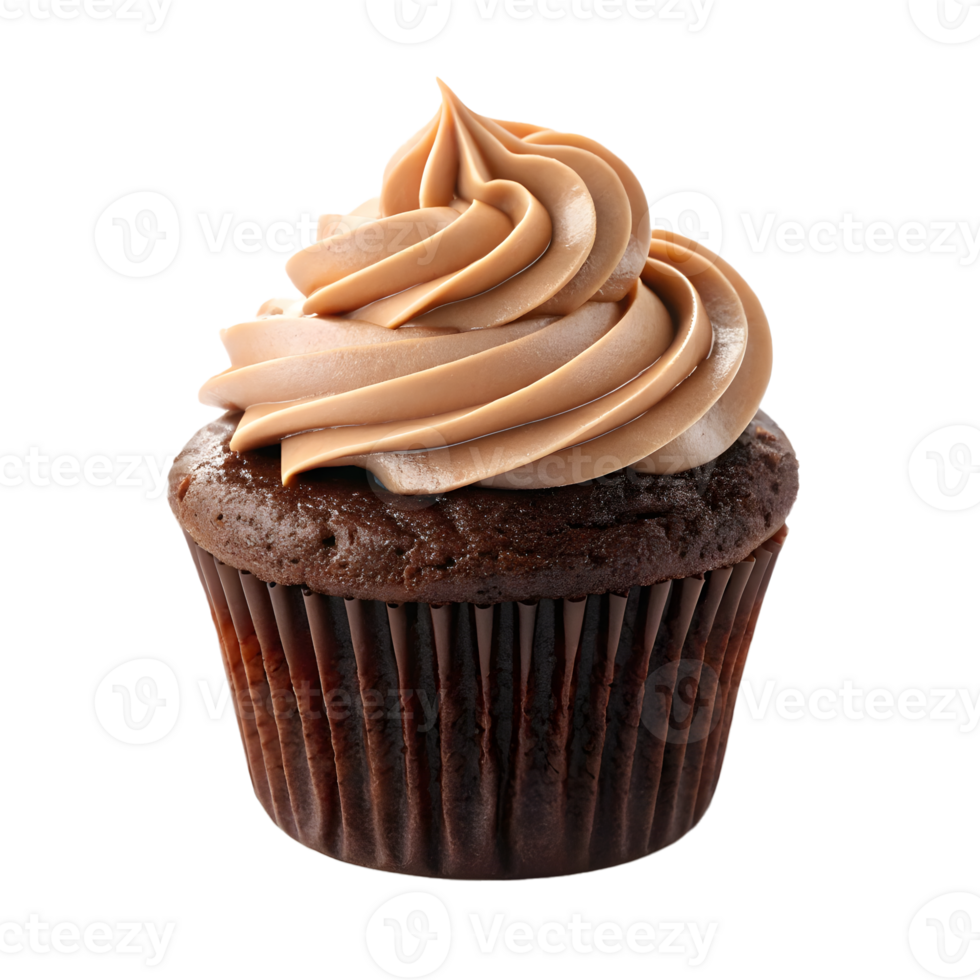 Chocolate cupcake with creamy swirled frosting. desserts and sweet treats png