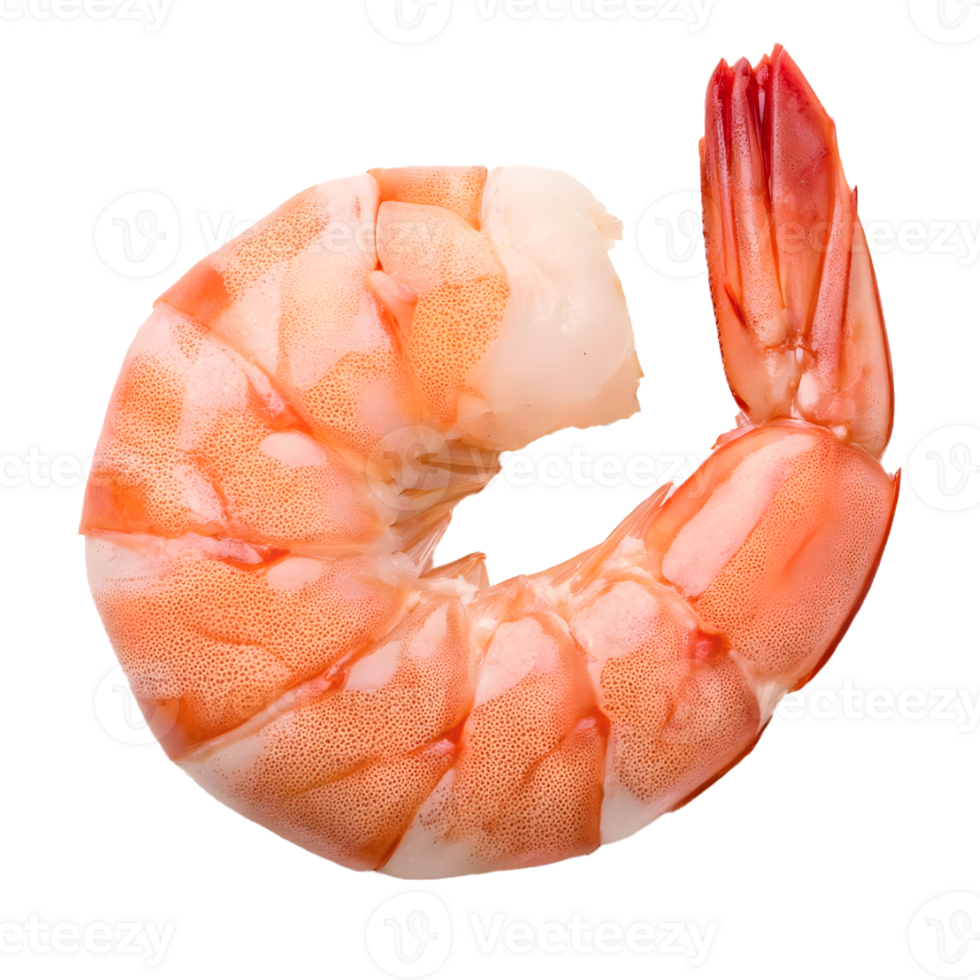 Close-up of a cooked shrimp, vibrant orange tones, isolated. seafood, culinary, cuisine png