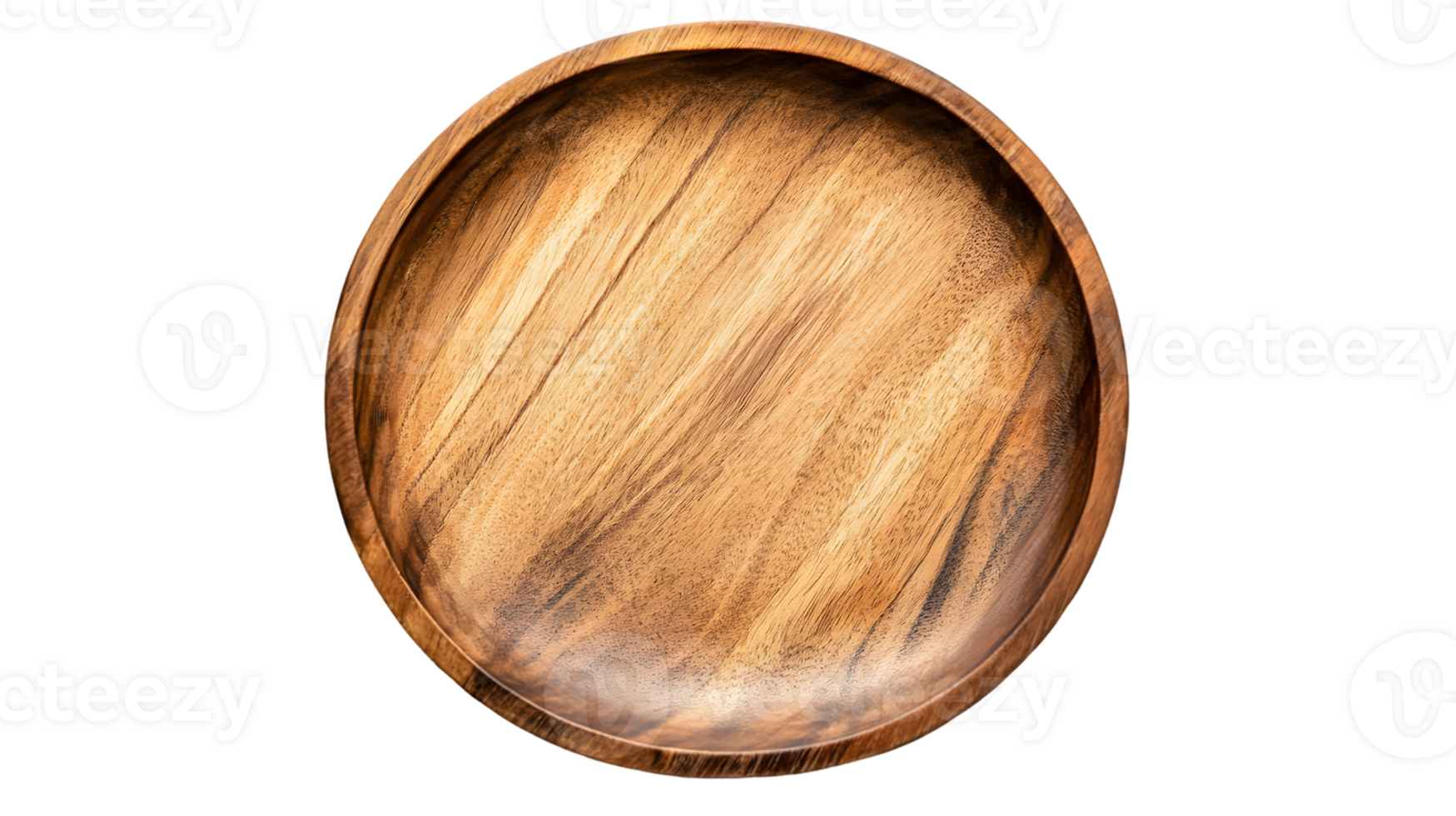 Elegant Round Wooden Serving Tray with Rich Grain Patterns and Smooth Finish for Dining png