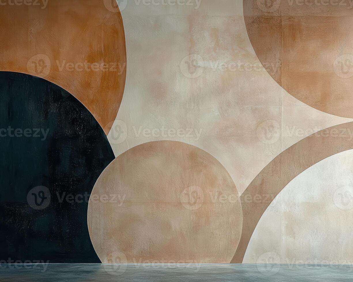 Abstract geometric shapes on a wall with neutral tones photo