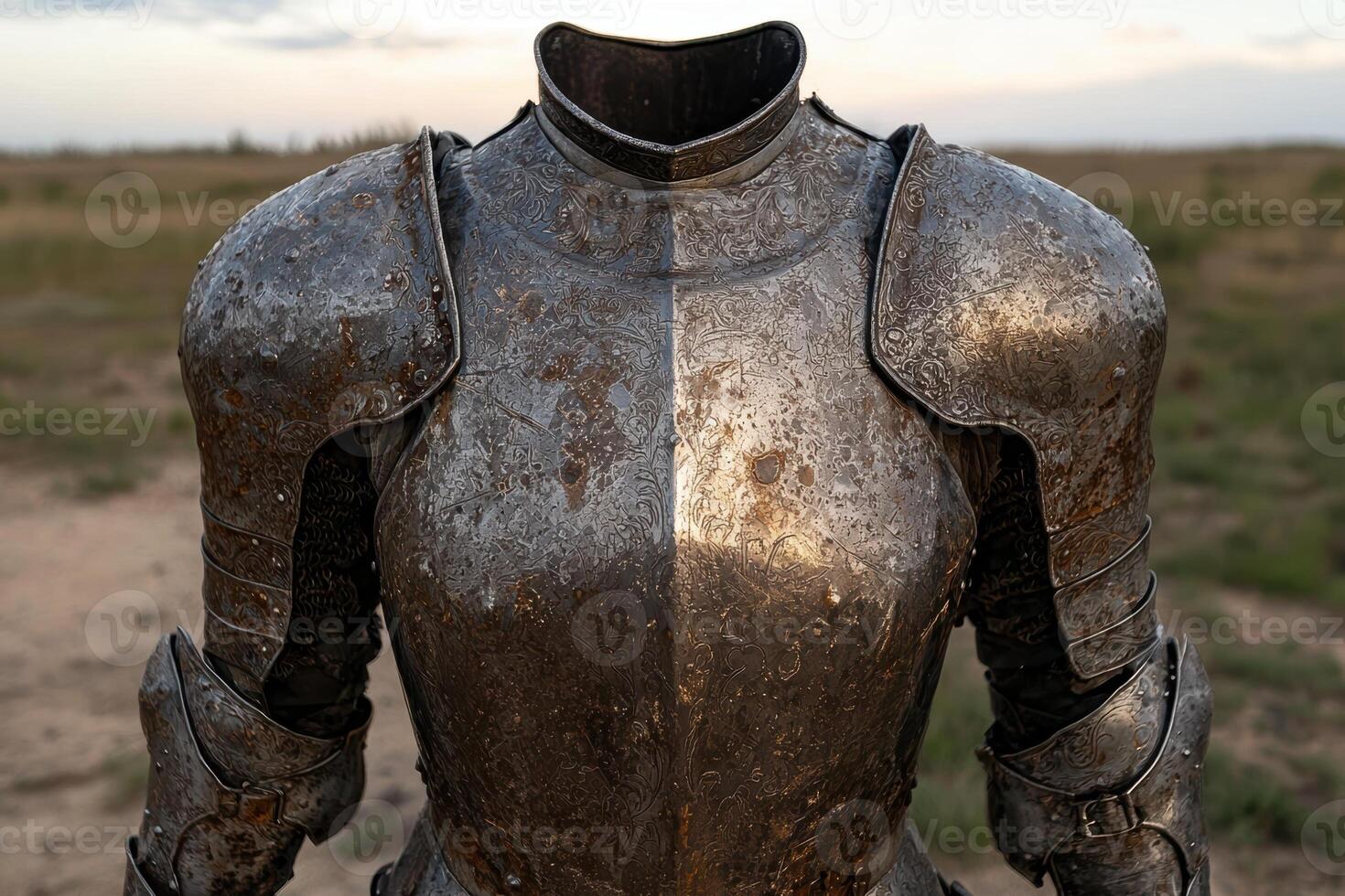 Antique engraved suit of armor photo