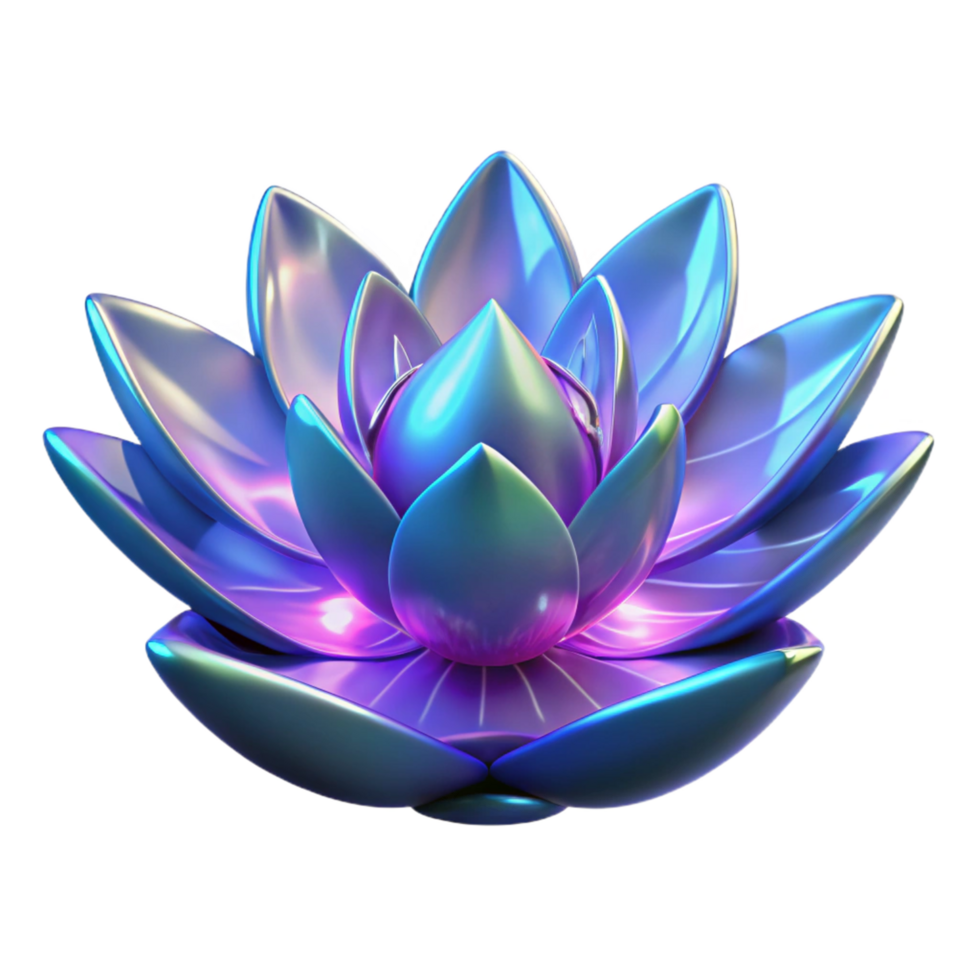Iridescent Lotus A 3D Render of a Shimmering Flower png