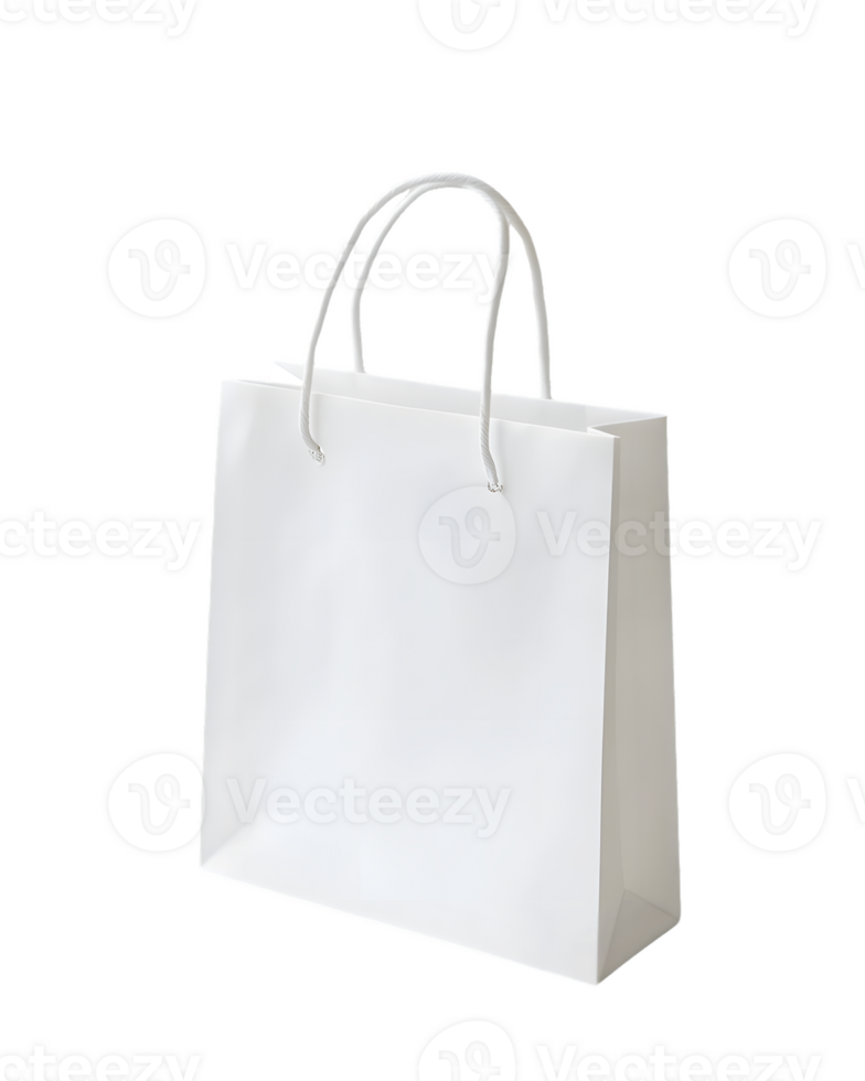 Plain White Shopping Bag with Handles Ideal for Retail and Branding Presentations png