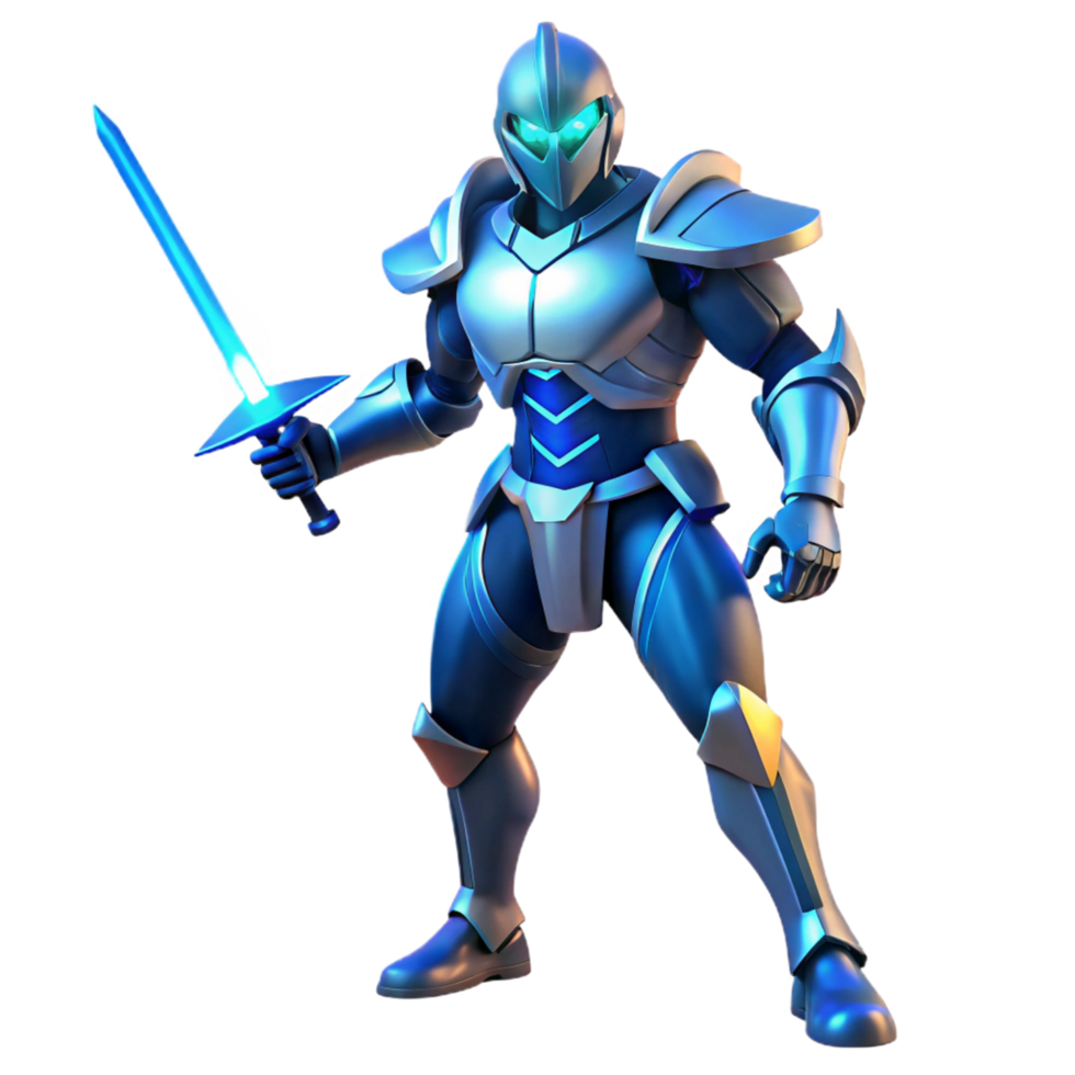 Cybernetic Knight Futuristic Armored Warrior with Sword png