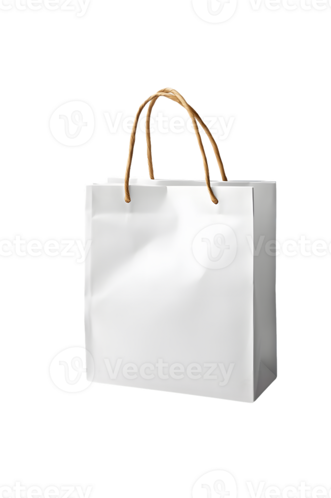 Plain White Shopping Bag with Twisted Kraft Paper Handles Showcasing Minimalist Design Style png