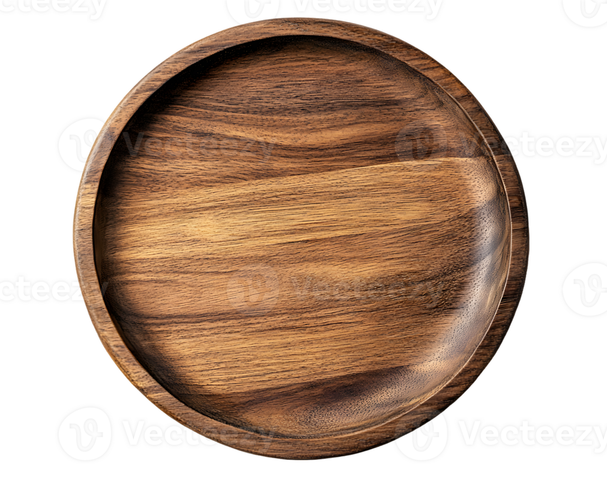 Round Wooden Plate with Natural Grain Patterns for Serving and Decoration in Rustic Style png