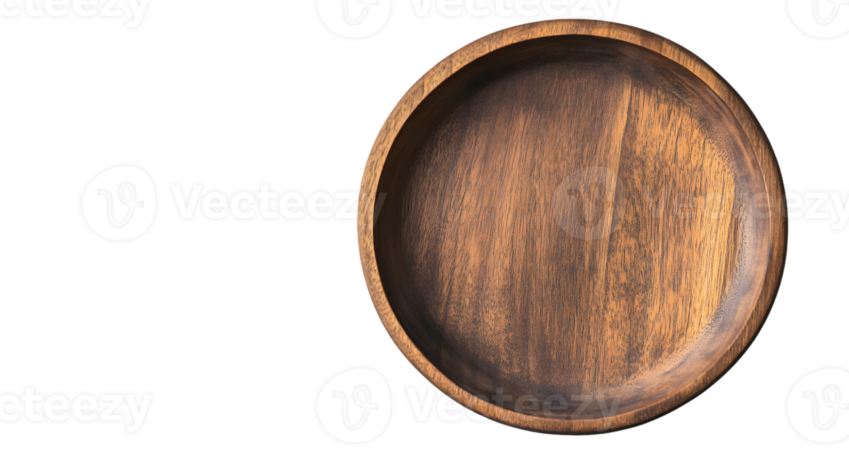 Rustic Dark Brown Wooden Bowl on Black png