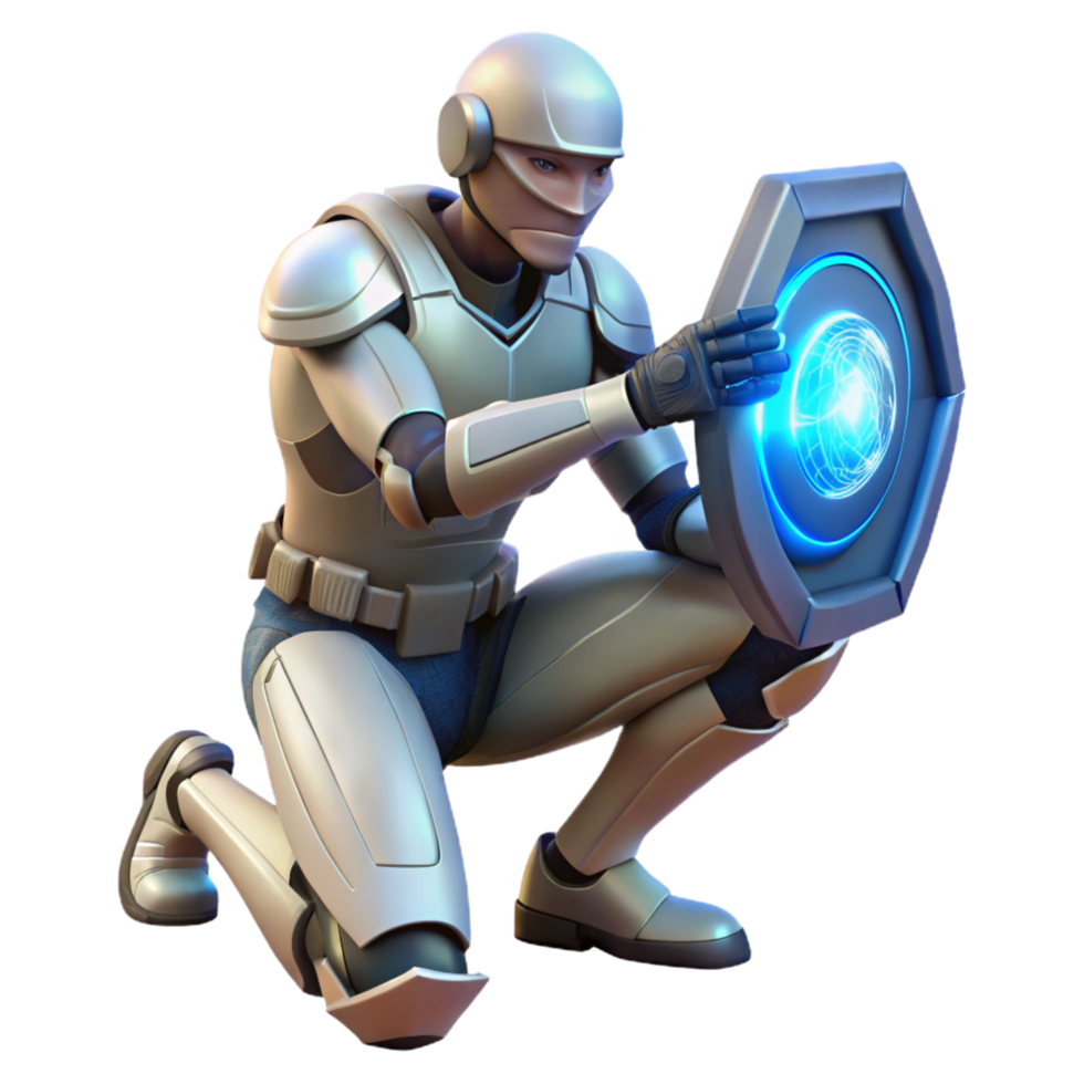 Futuristic Armored Soldier with Energy Shield png