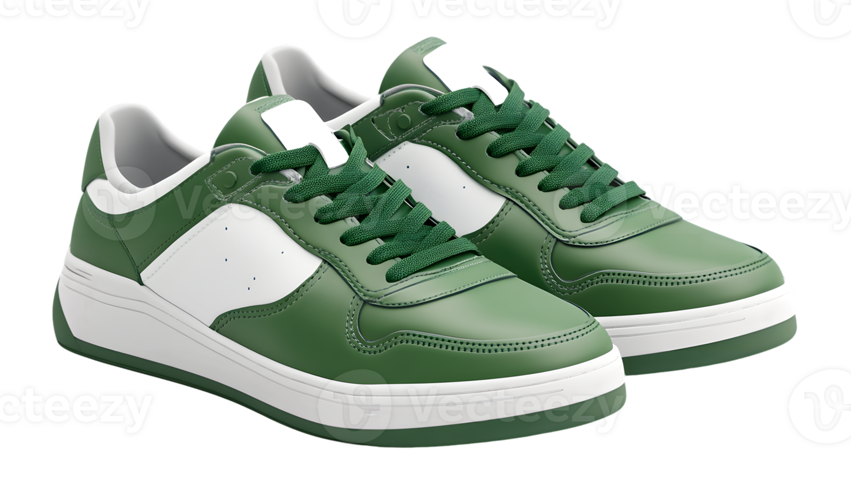 Stylish Green and White Sneakers Featuring Intricate Design and Modern Aesthetic for Daily Wear png