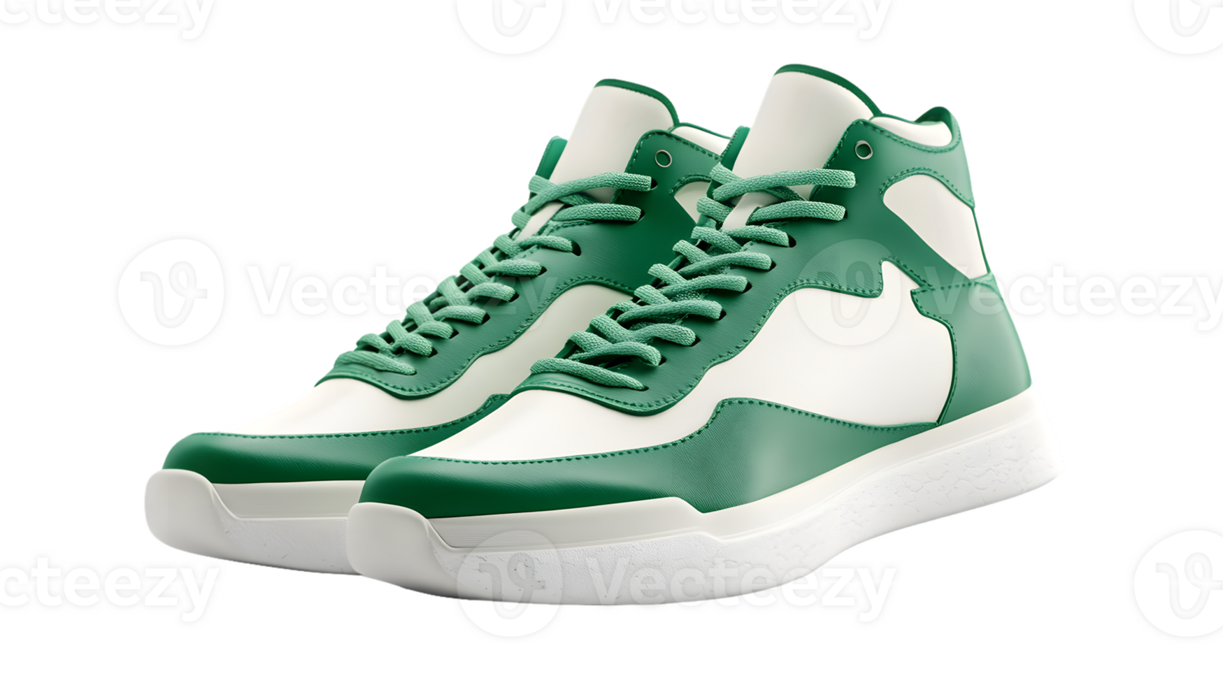 Stylish Green and White Sneakers with Modern Design and Textured Detailing png