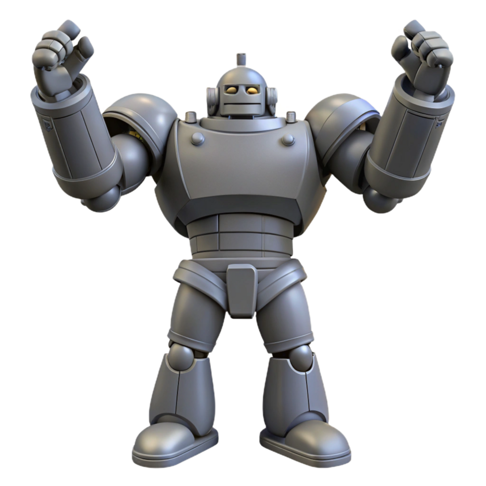 Triumphant Robot A 3D Model of a Powerful Mechanical Being png