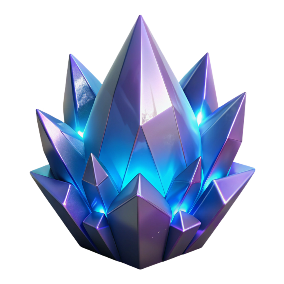 Luminous Crystal Cluster A 3D Render of a Glowing Gemstone png