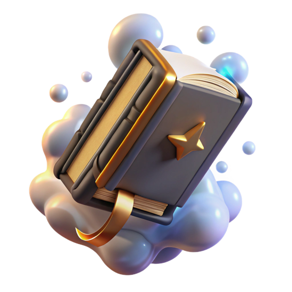 Enchanted Book 3D Render of a Magical Grimoire png