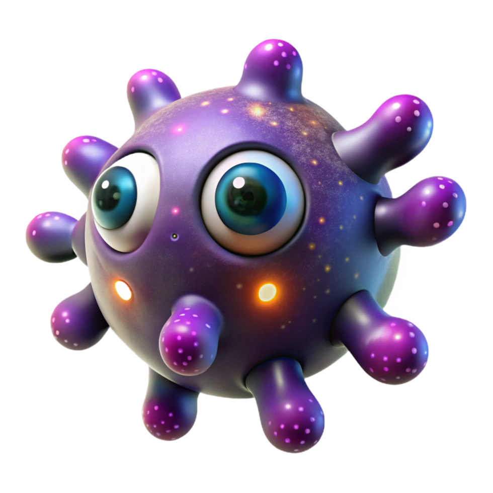 Cute Virus Illustration 3D Render of a Friendly Microbe png