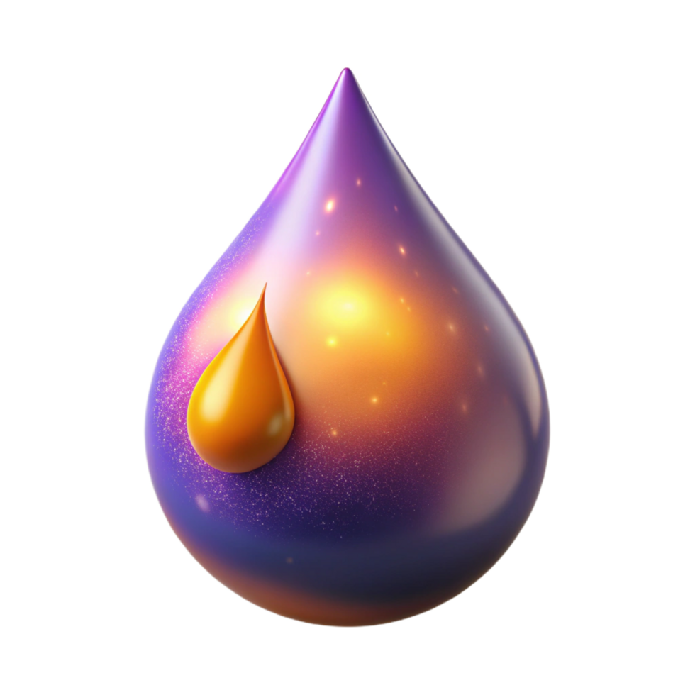 Abstract Cosmic Liquid Drop A Blend of Purple and Gold png
