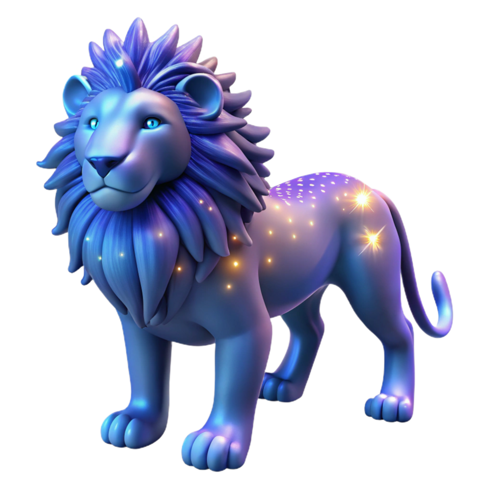 Celestial Lion A 3D Render of a Magical Creature png