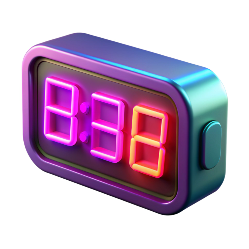 Neon Digital Clock 8 38 Time Display with Gradient Colors png
