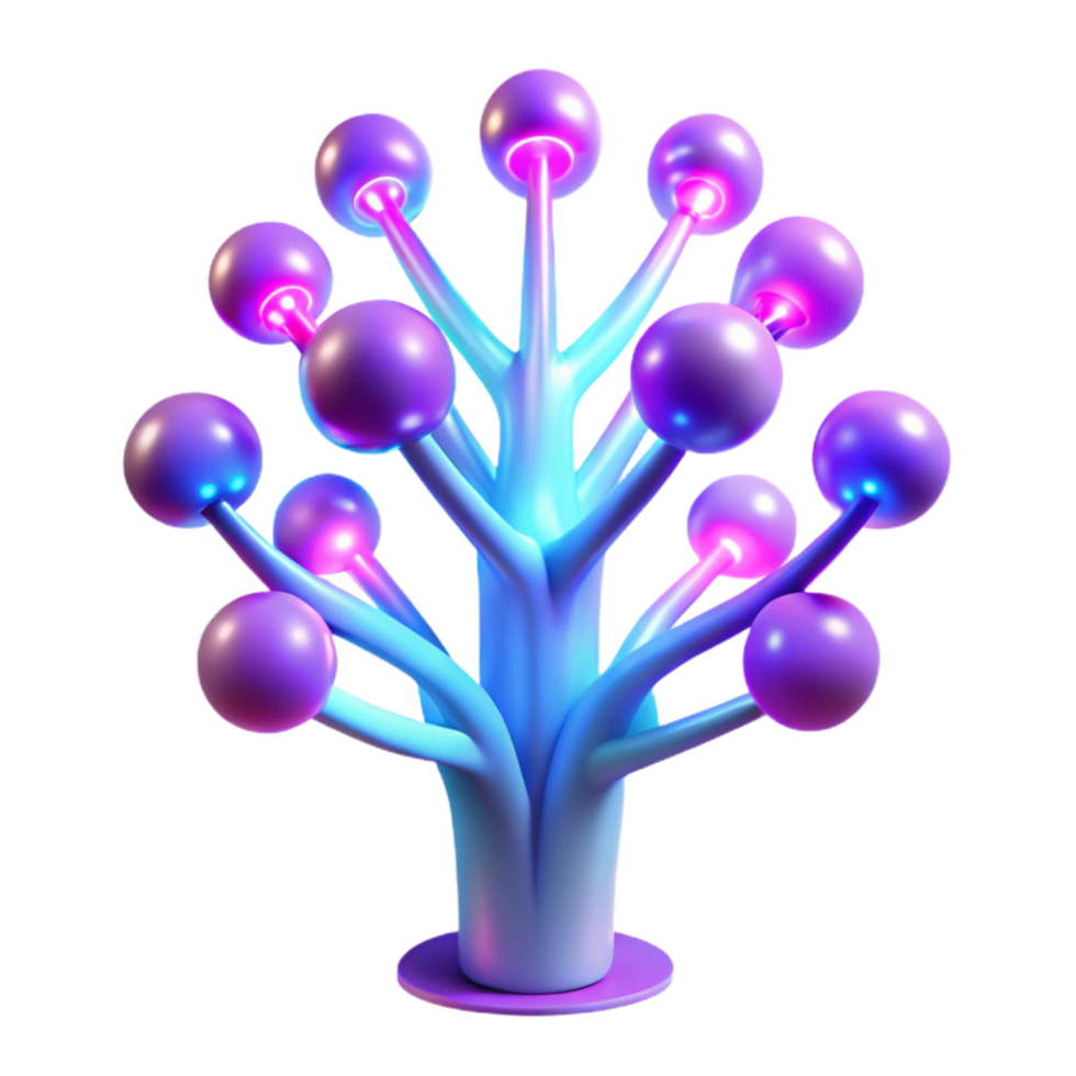 Abstract Glowing Tree 3D Render of a Futuristic, Illuminated Branching Structure png