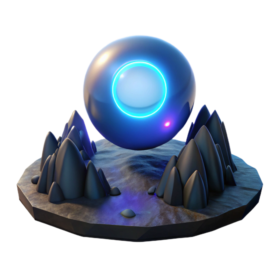 Futuristic Sphere on a Mountaintop A 3D Render png
