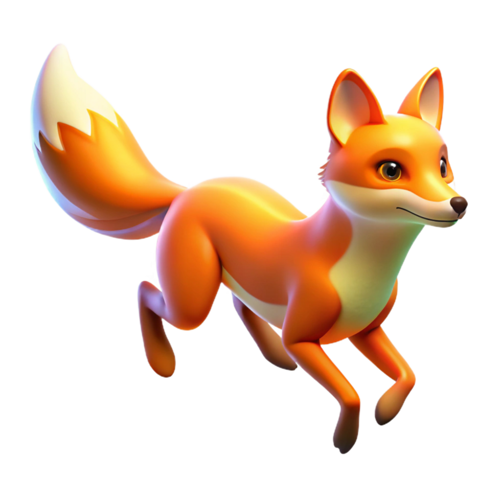 3D Render of a Red Fox in Motion png