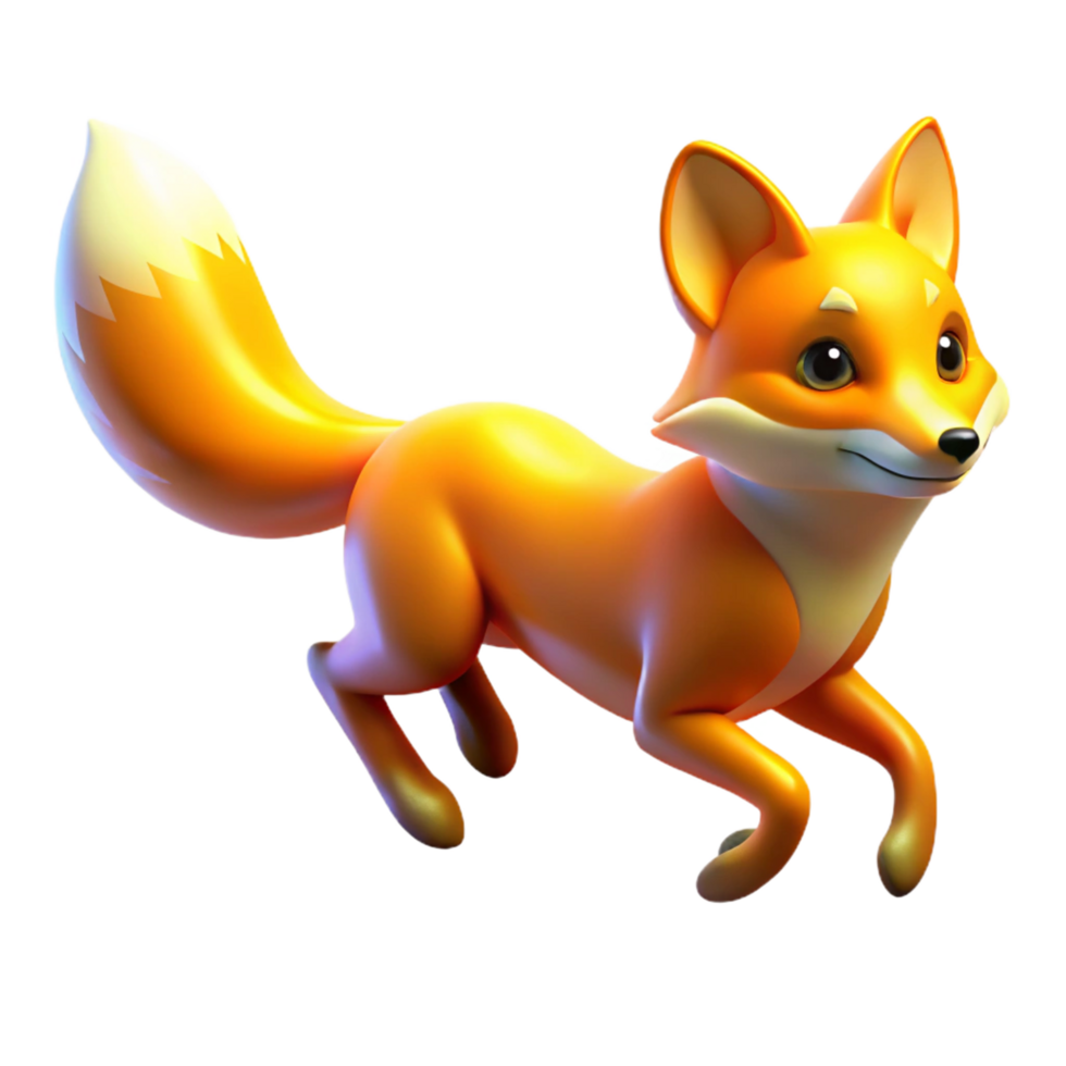 Orange Fox in Motion 3D Render of a Running Fox png