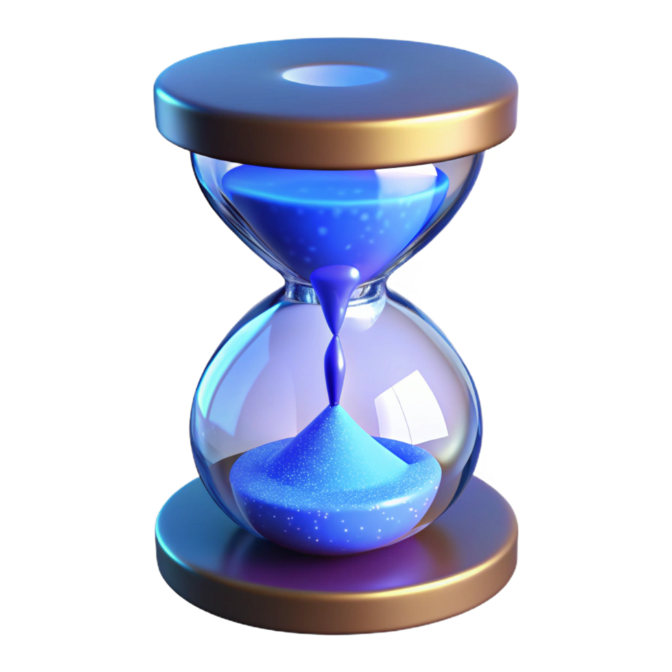 Time Measurement 3D Render of a Blue Hourglass png