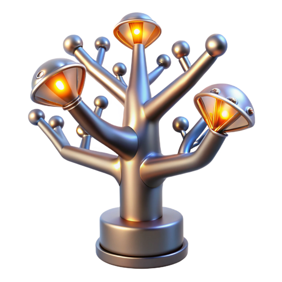 Modern Abstract Tree Lamp with Multiple Lights png