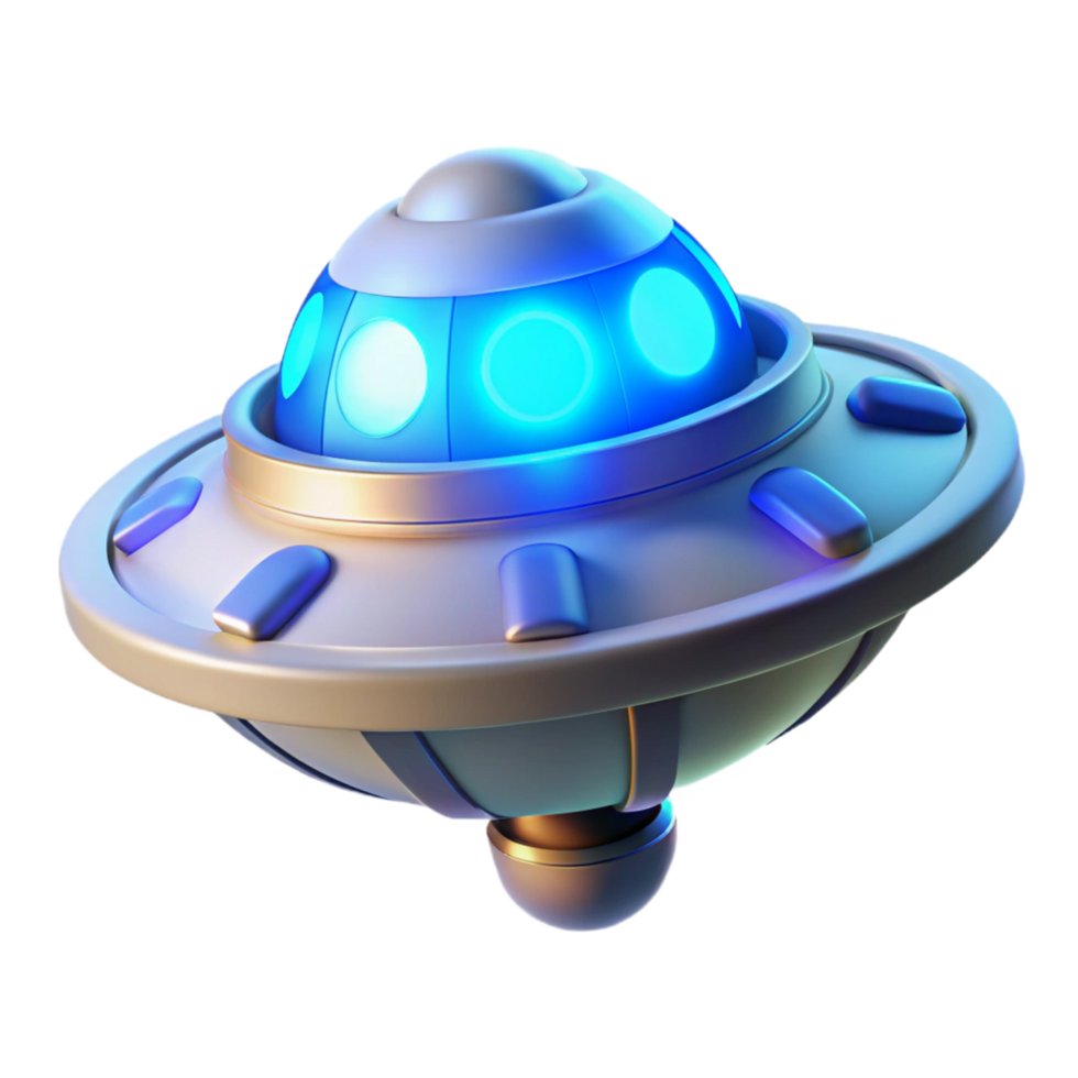 Futuristic Flying Saucer 3D Render of a Spaceship png
