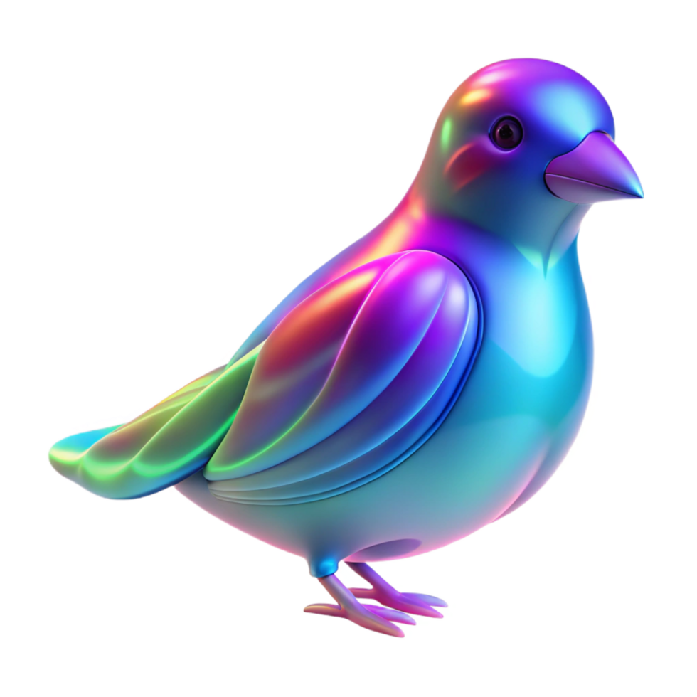 Iridescent Avian 3D Render Colorful Bird Illustration png