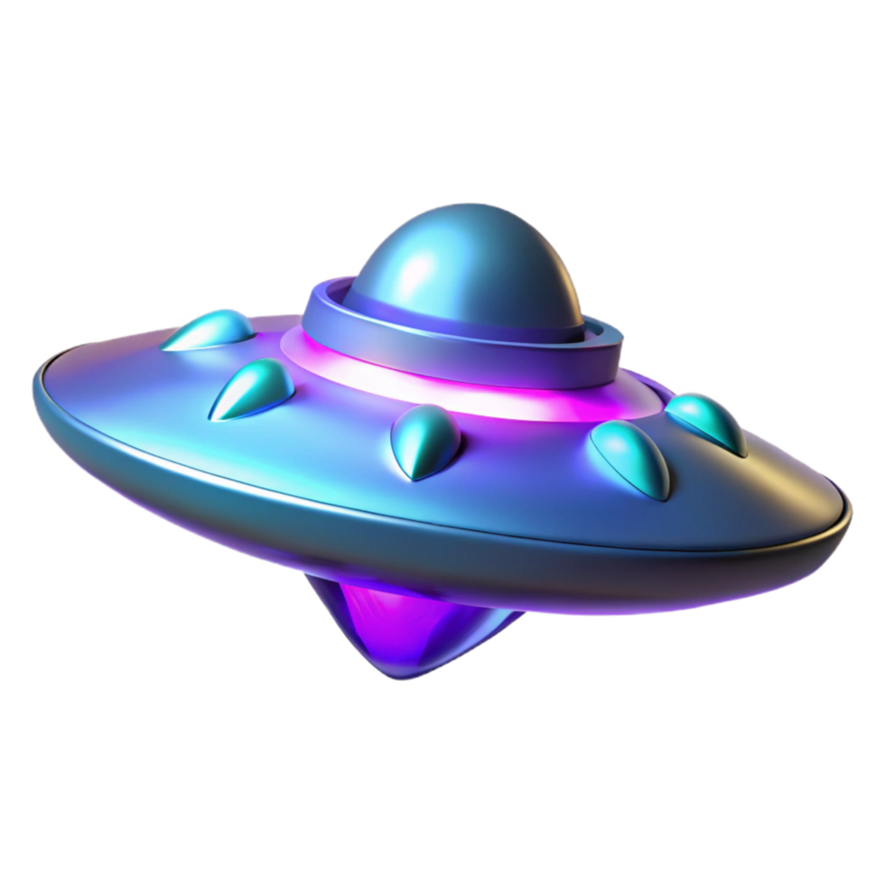 Futuristic Spaceship Design A 3D Render of a Flying Saucer with Glowing Lights png