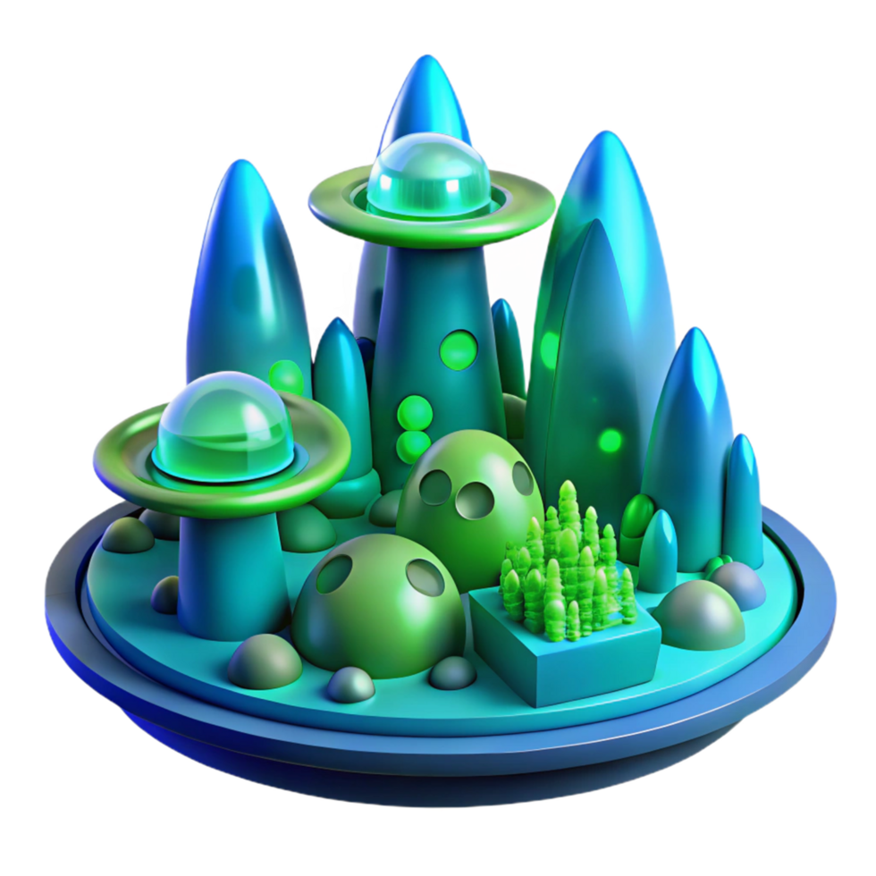 Alien Landscape 3D Render of a Fictional Planet png