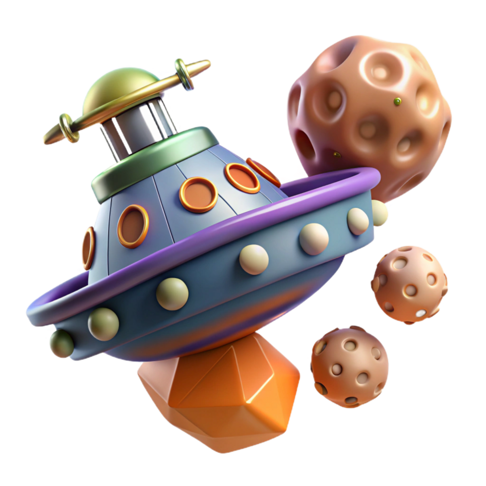 Cosmic Craft Spaceship Navigating Asteroid Field png