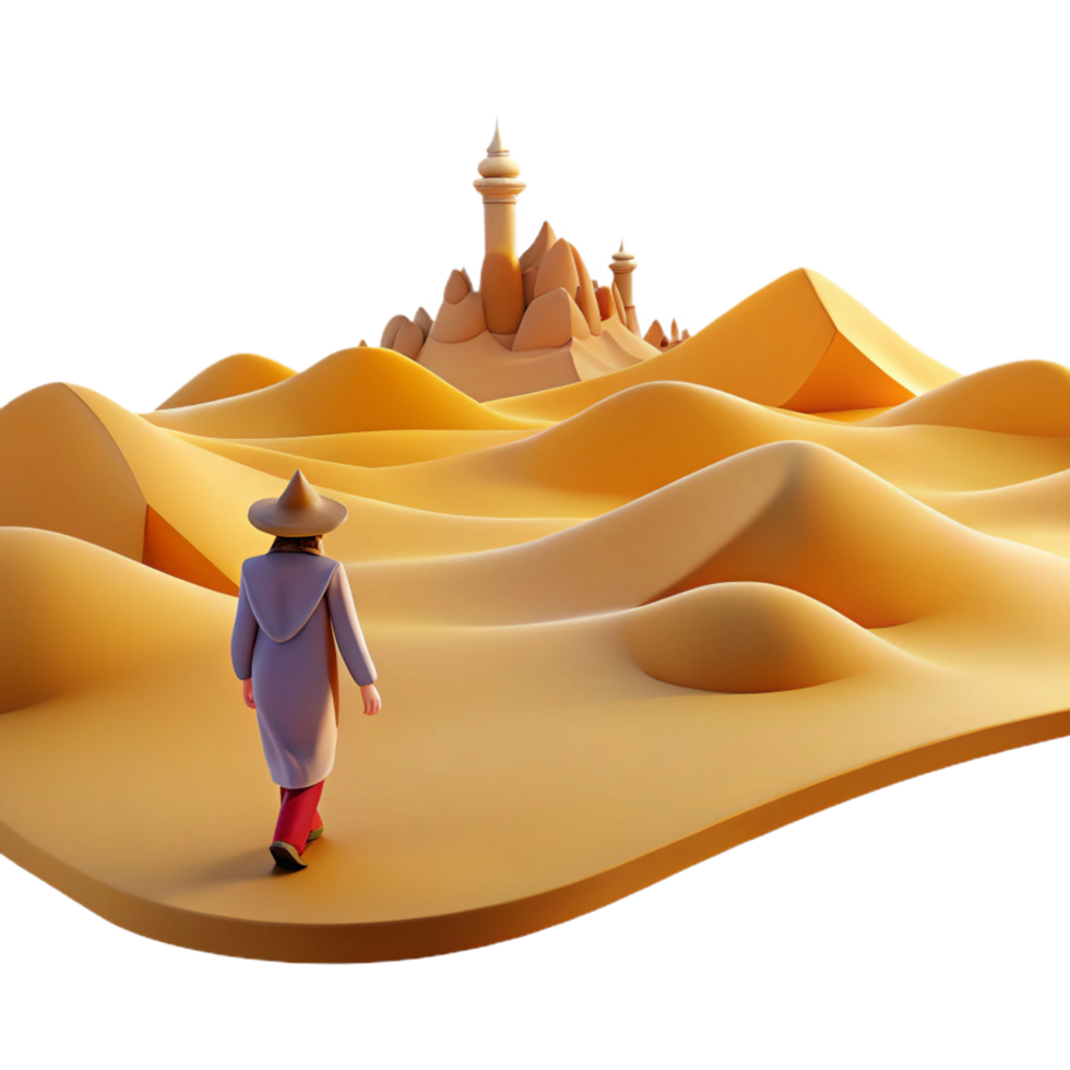 Desert Wanderer Journey to a Mysterious Sandcastle png