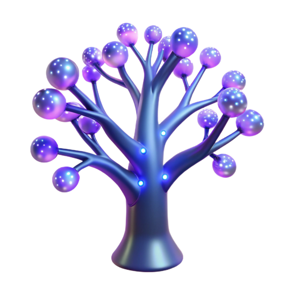 Luminous Abstract Tree 3D Render of Glowing Orb Branches png