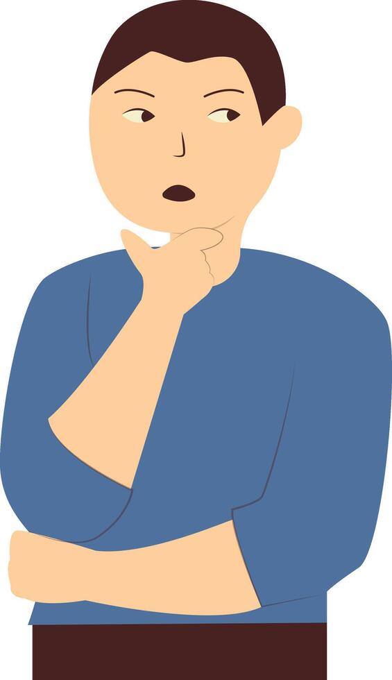 Person Confused Character Isolated on White Background. vector
