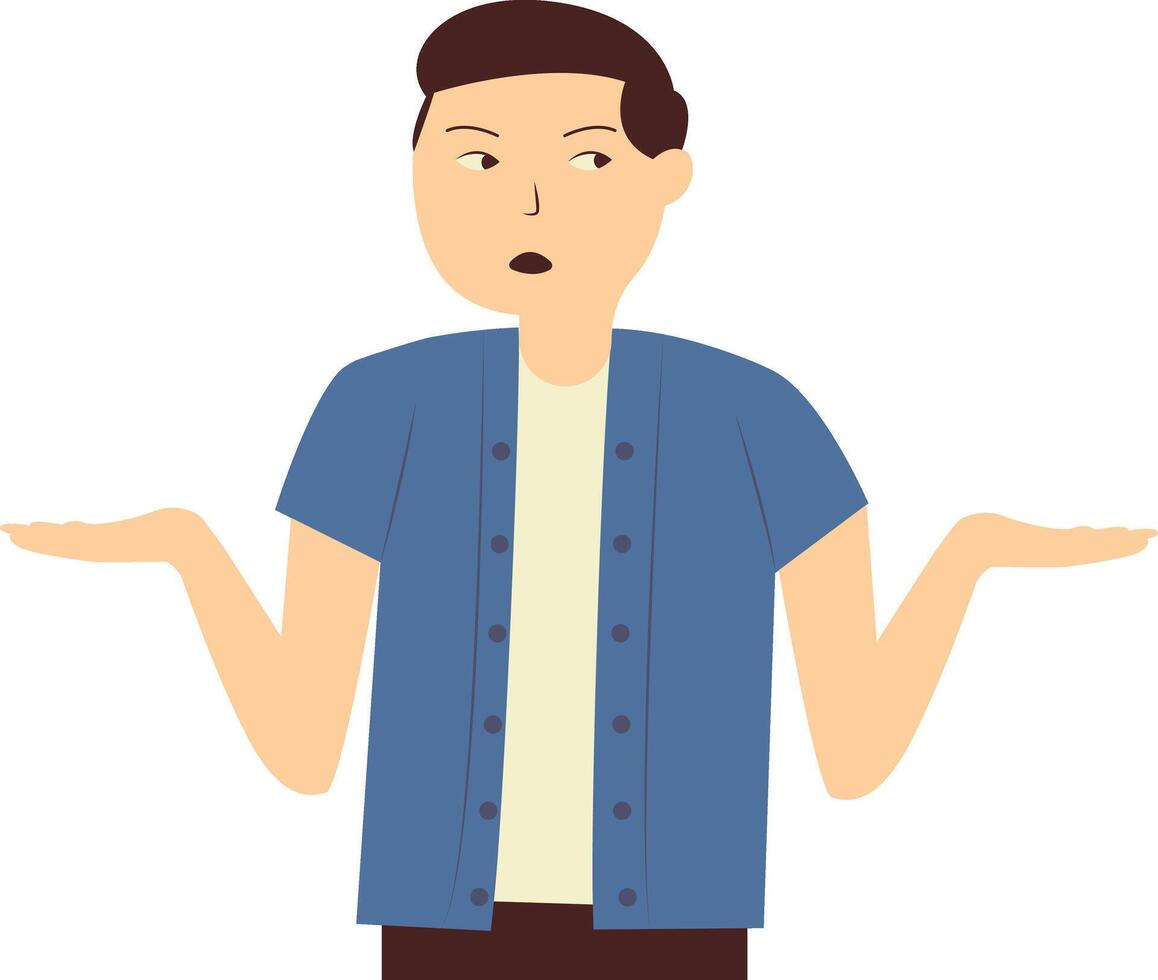 Person Confused Isolated on White Background. vector