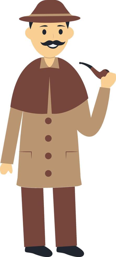 Detective Professional with Flat Cartoon Design vector