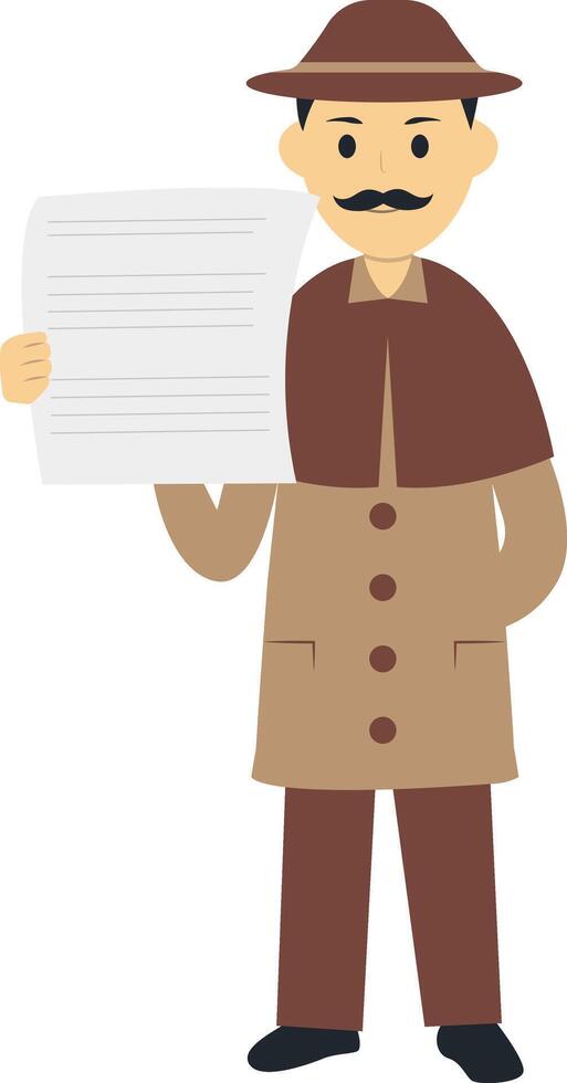 Detective Professional Character on White Background. vector