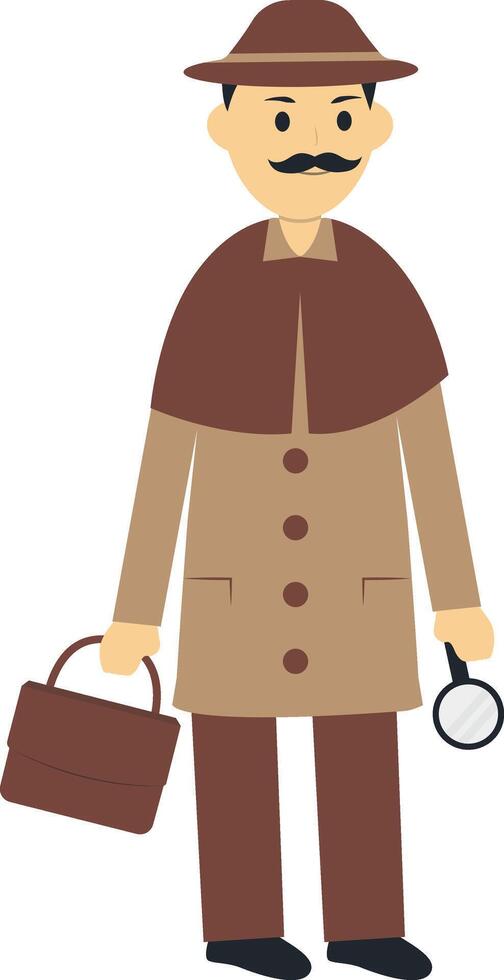 Detective Professional Character Isolated on White Background. vector