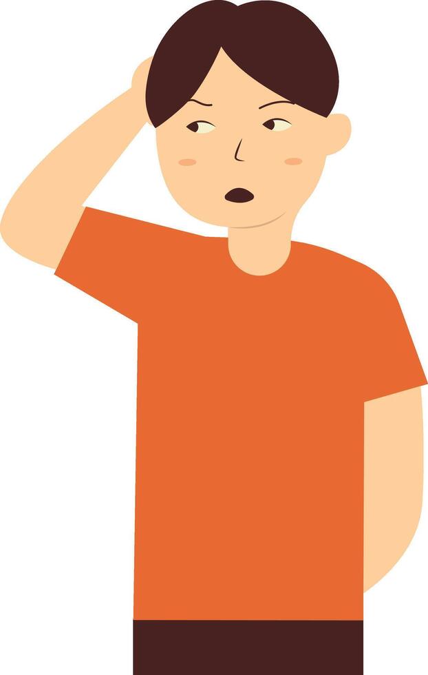 Person Confused Character on White Background. vector