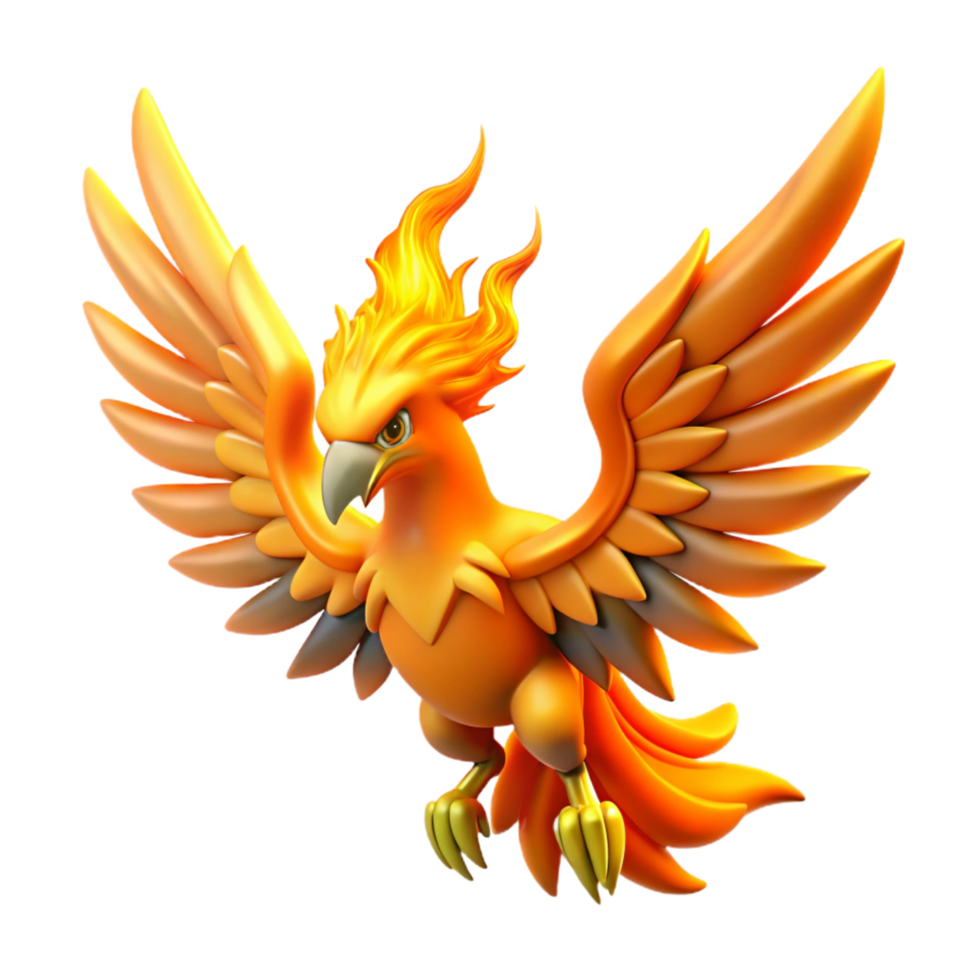Fiery Wings A 3D Model of a Mythical Firebird png