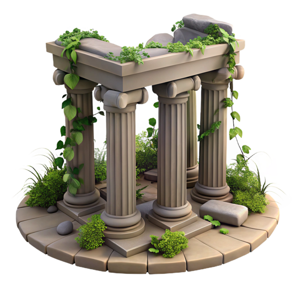 Overgrown Ancient Ruins A 3D Model of Classical Columns and Stonework png